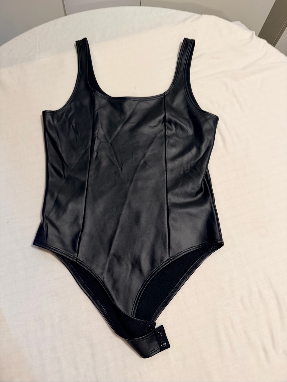 Black Faux-Leather One Piece Bodysuit